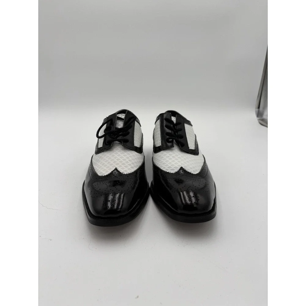 Giorgio Venturi Mens Sz 8.5 Wingtip Oxfords Black & White Leather Dress Shoes